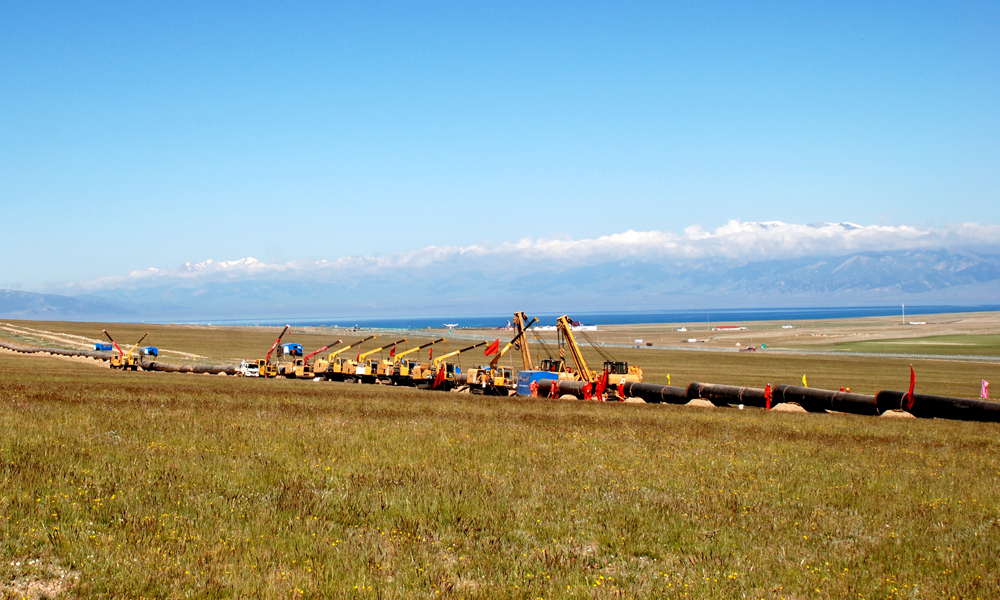 近日拍摄的西气东输三线中卫至枣阳段工程建设现场。